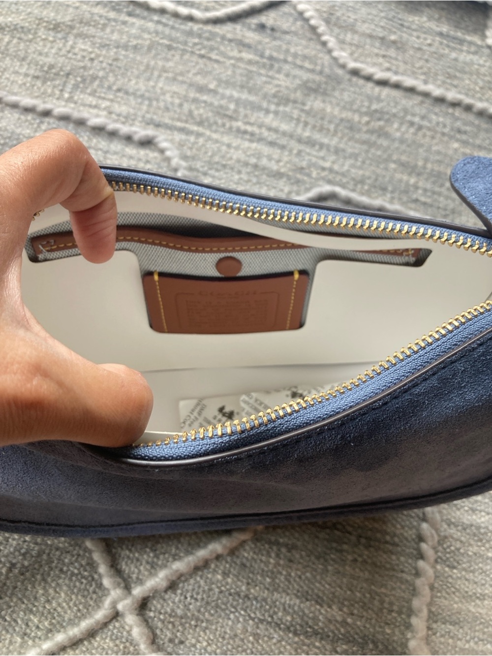 COACH Waverly Shoulder and Crossbody Bag-Brass Hardware and Light Denim Suede - Picture 7 of 15